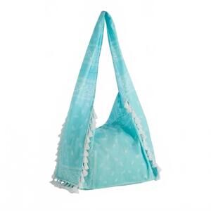 NEW SHIRALEAH women's jane hobo bag in turquoise & white